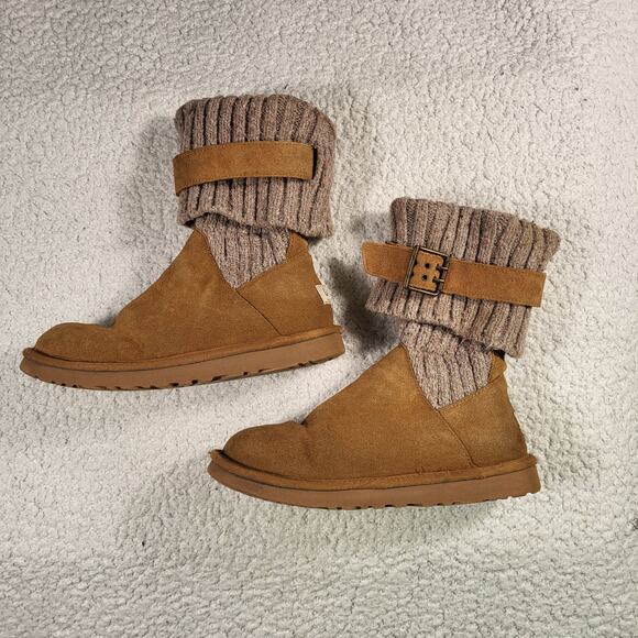 UGG Australia Cambridge women's boots chestnut suede and knit material size 7 - Picture 3 of 6